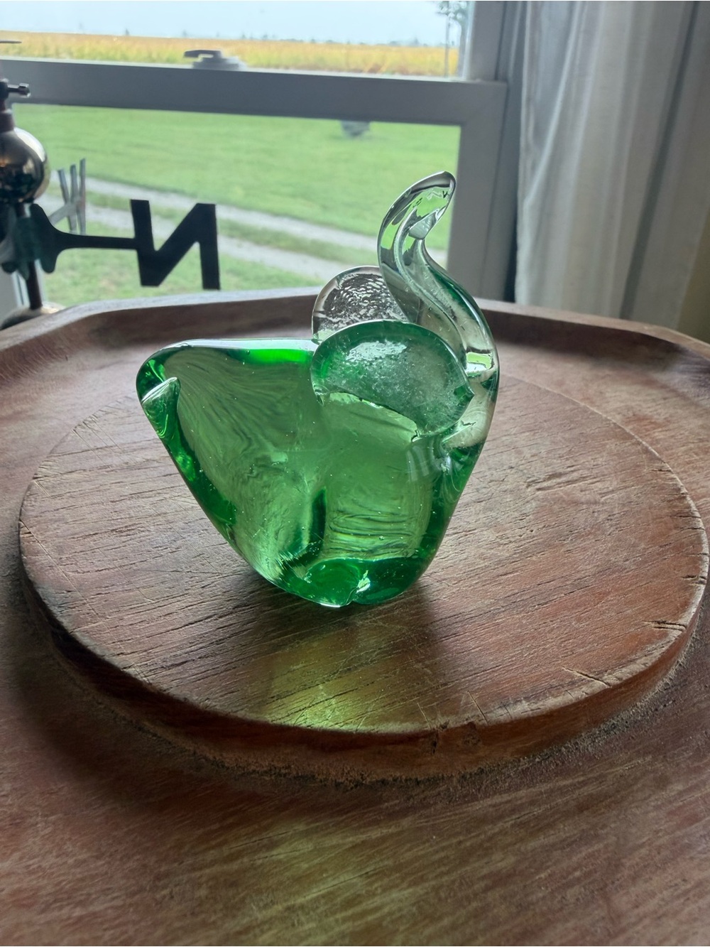 Green Glass Elephant Figurine - Home Accents